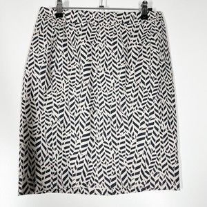 Ann Taylor LOFT Pencil Skirt Women's White Black Geometric Print Lined Sz 6P NEW